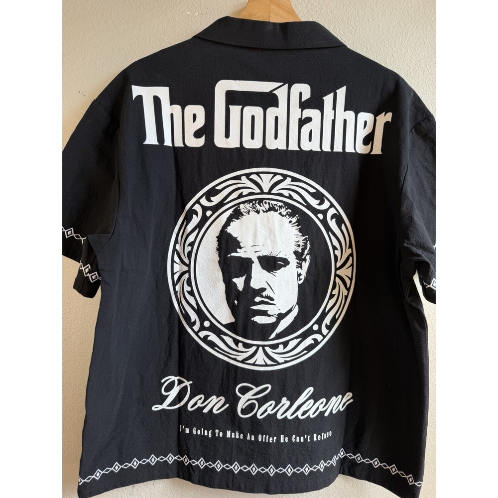 Mad Engine The Godfather Don Corleone Mens Medium Cotton Short Sleeve Button-Up